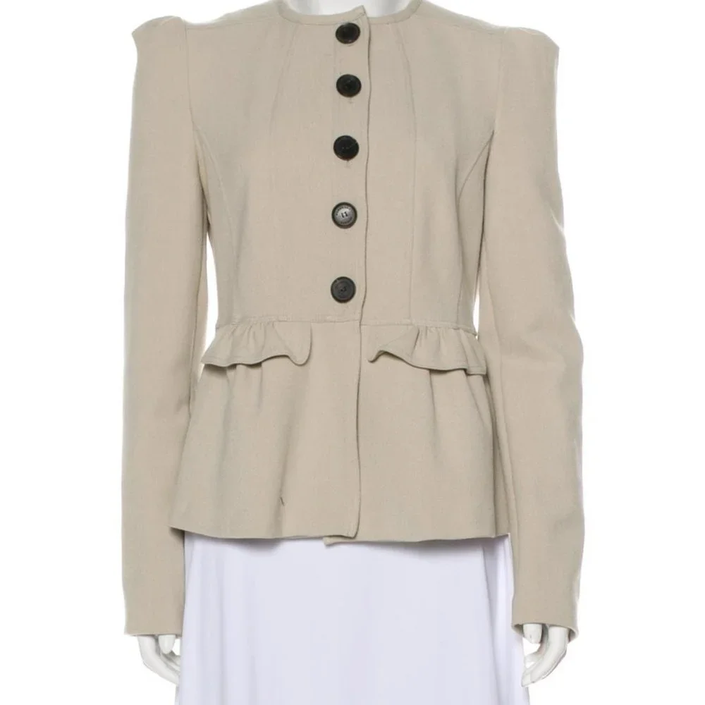 BURBERRY LONDON PEPLUM RUFFLE BLAZER JACKET 40 US 6 - Picture 1 of 10
